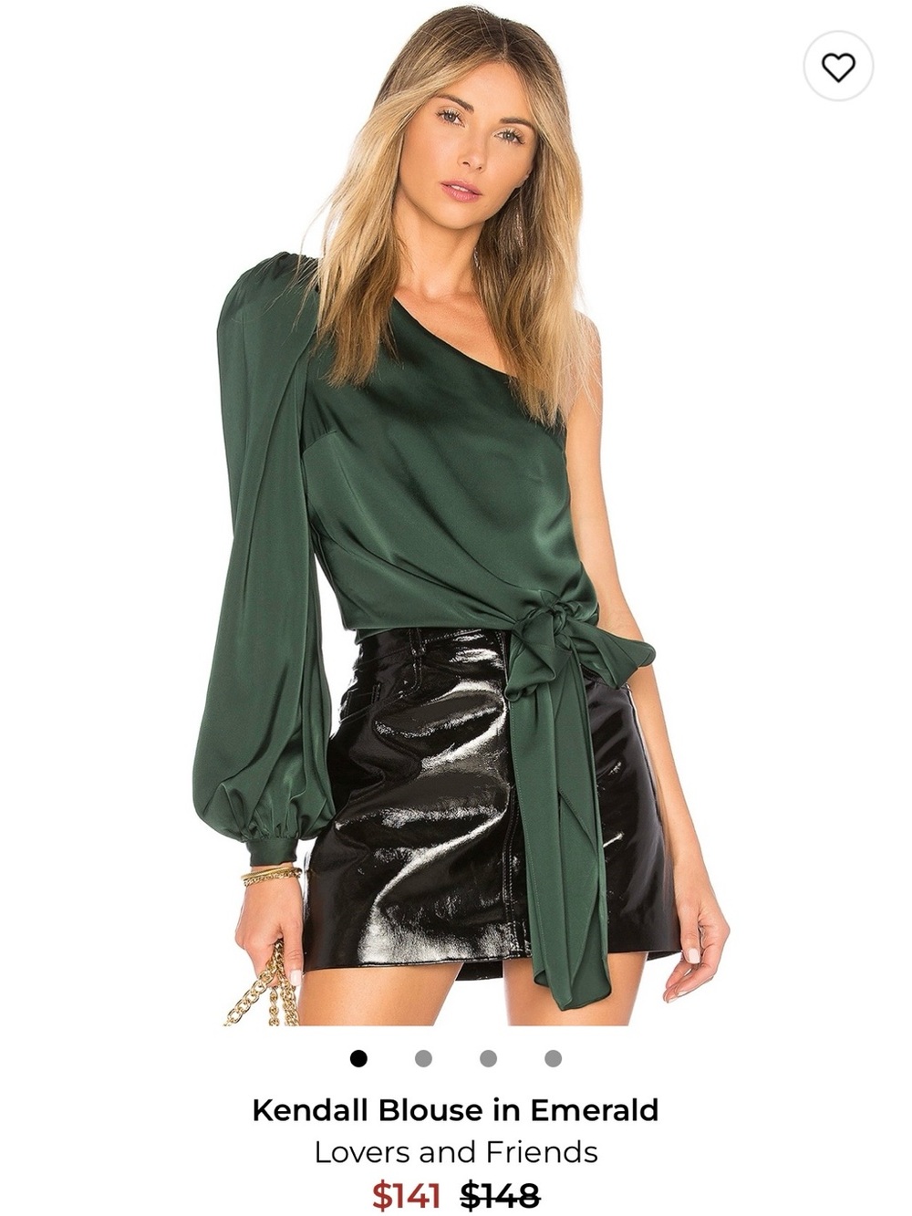 Kendall Blouse Lovers + Friends Emerald One-Shoulder